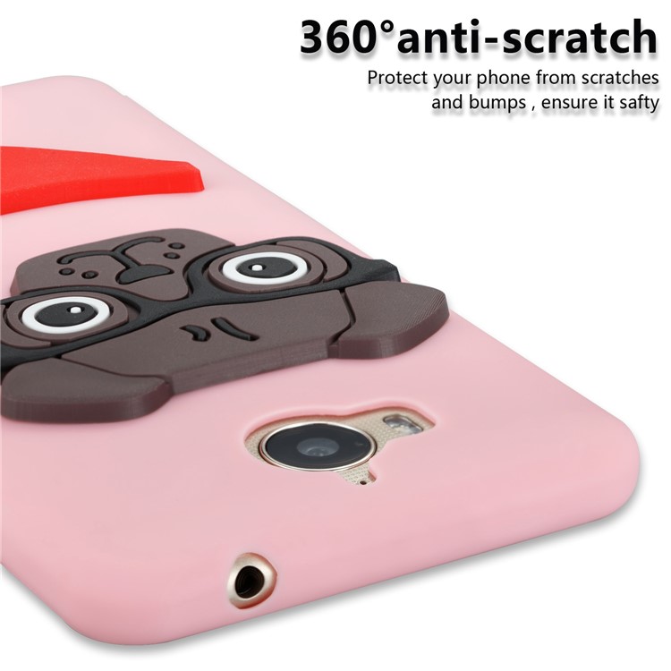 Cute 3D Puppy TPU Mobile Case for Huawei Y6 (2017) / Y5 (2017) - Pink-2