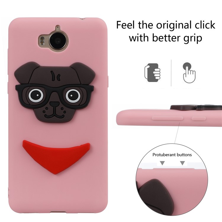 Cute 3D Puppy TPU Mobile Case for Huawei Y6 (2017) / Y5 (2017) - Pink-3