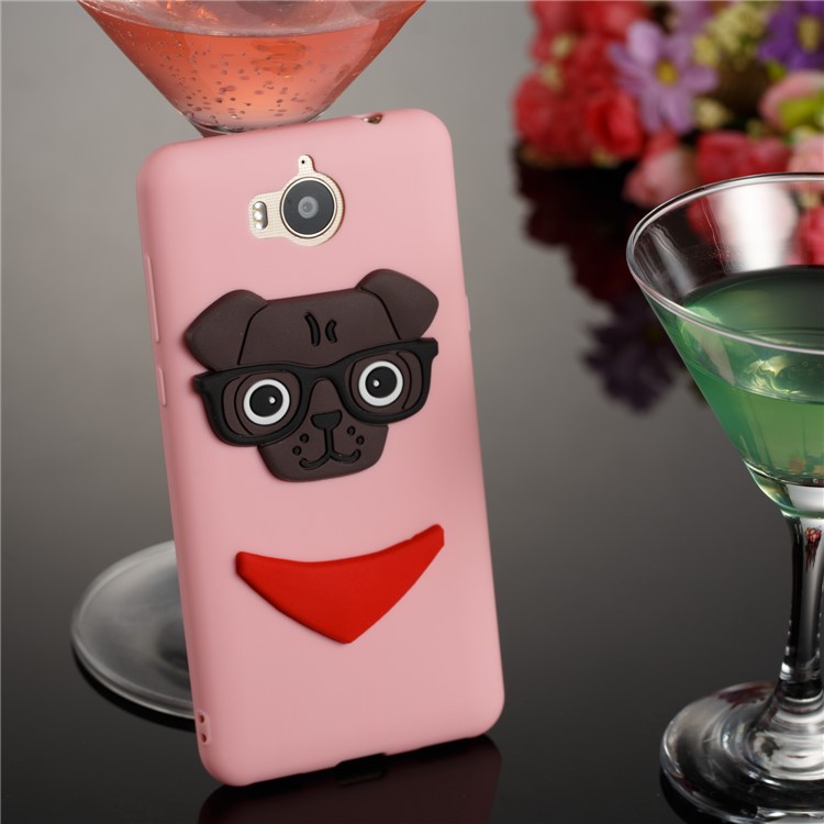 Cute 3D Puppy TPU Mobile Case for Huawei Y6 (2017) / Y5 (2017) - Pink-4