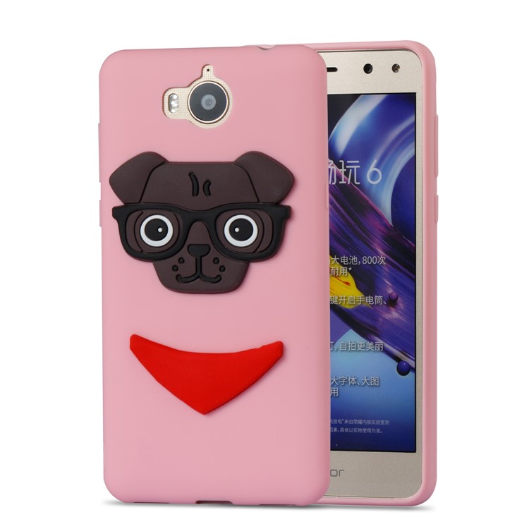 Cute 3D Puppy TPU Mobile Case for Huawei Y6 (2017) / Y5 (2017) - Pink-5