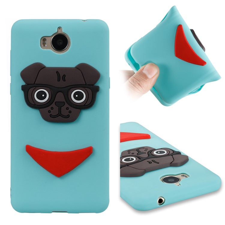 Cute 3D Puppy TPU Mobile Cover for Huawei Y6 (2017) / Y5 (2017) - Baby Blue-1