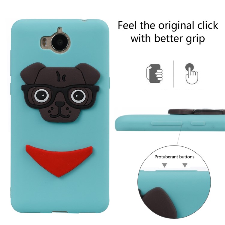 Cute 3D Puppy TPU Mobile Cover for Huawei Y6 (2017) / Y5 (2017) - Baby Blue-3