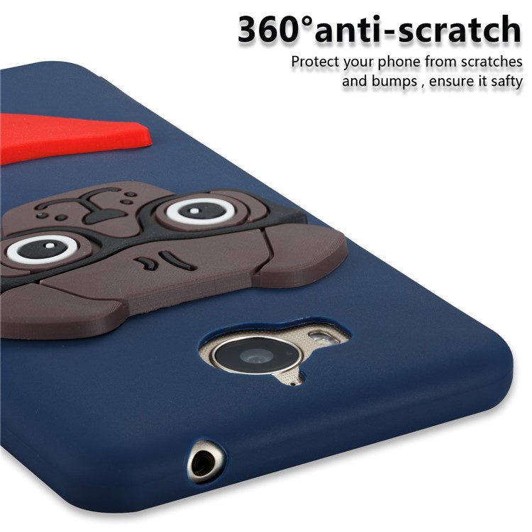 Cute 3D Puppy TPU Back Cover Shell for Huawei Y6 (2017) / Y5 (2017) - Dark Blue-2