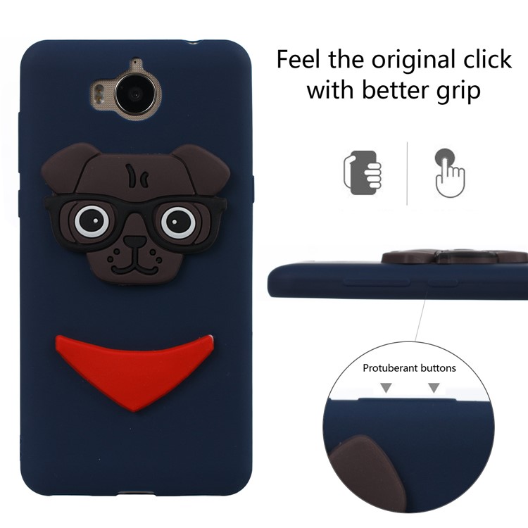 Cute 3D Puppy TPU Back Cover Shell for Huawei Y6 (2017) / Y5 (2017) - Dark Blue-3