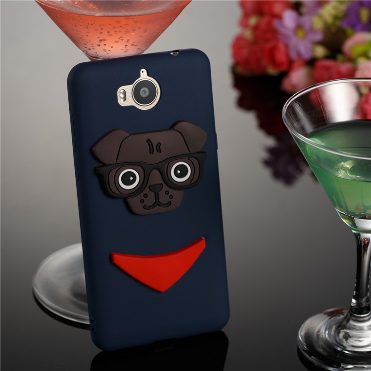 Cute 3D Puppy TPU Back Cover Shell for Huawei Y6 (2017) / Y5 (2017) - Dark Blue-4