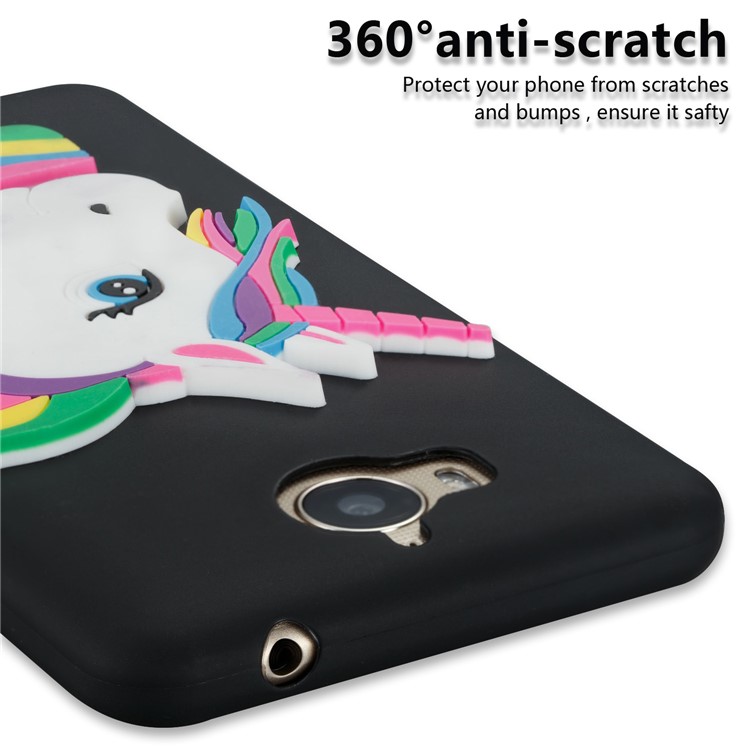 Lovely 3D Unicorn Soft TPU Cell Phone Case for Huawei Y6 (2017)/Y5 (2017) - Black-2