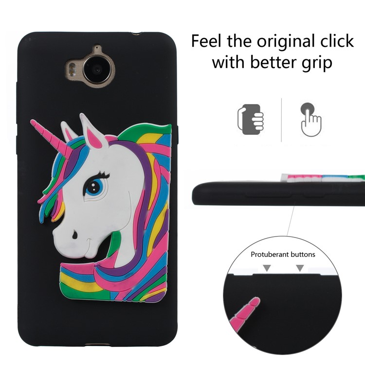 Lovely 3D Unicorn Soft TPU Cell Phone Case for Huawei Y6 (2017)/Y5 (2017) - Black-3