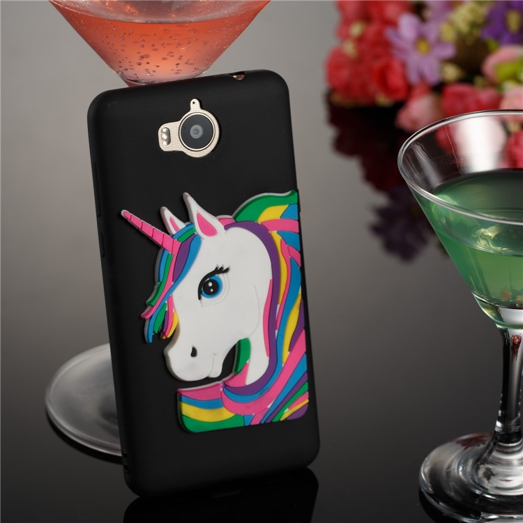 Lovely 3D Unicorn Soft TPU Cell Phone Case for Huawei Y6 (2017)/Y5 (2017) - Black-4