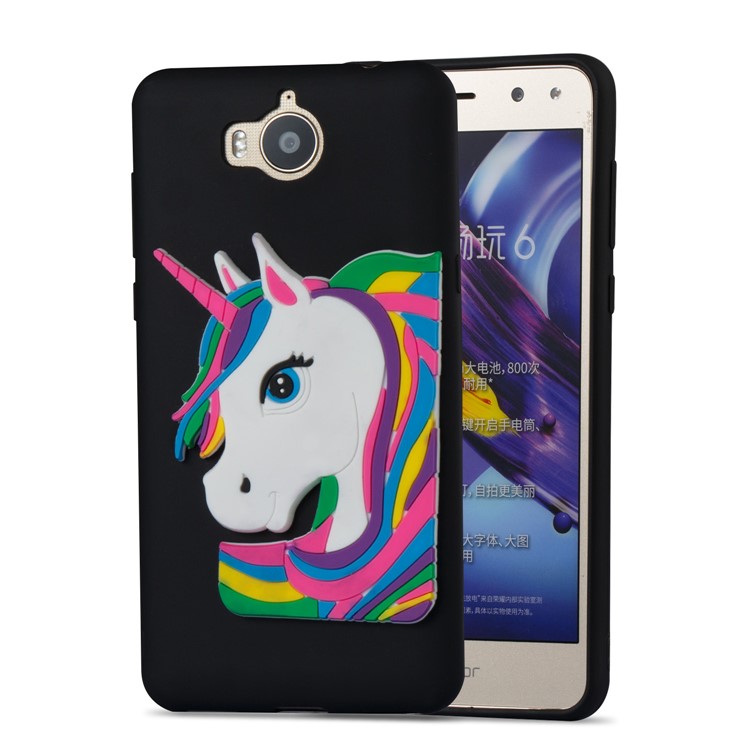 Lovely 3D Unicorn Soft TPU Cell Phone Case for Huawei Y6 (2017)/Y5 (2017) - Black-5