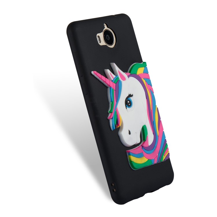 Lovely 3D Unicorn Soft TPU Cell Phone Case for Huawei Y6 (2017)/Y5 (2017) - Black-6