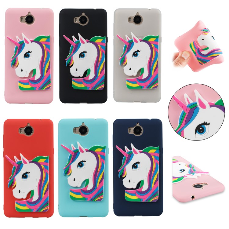 Lovely 3D Unicorn Soft TPU Cell Phone Case for Huawei Y6 (2017)/Y5 (2017) - Black-7