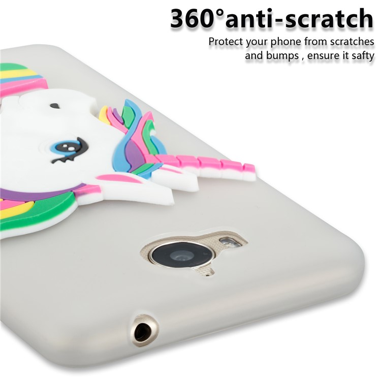 Lovely 3D Unicorn Soft TPU Cell Phone Cover for Huawei Y6 (2017)/Y5 (2017) - White-2