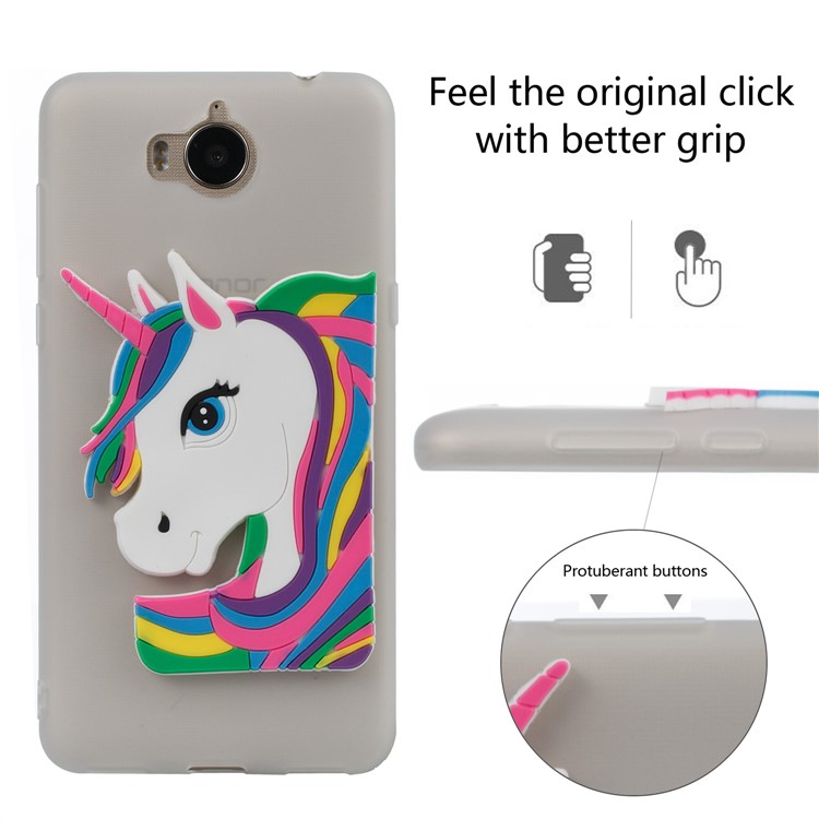 Lovely 3D Unicorn Soft TPU Cell Phone Cover for Huawei Y6 (2017)/Y5 (2017) - White-3