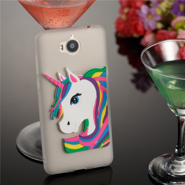 Lovely 3D Unicorn Soft TPU Cell Phone Cover for Huawei Y6 (2017)/Y5 (2017) - White-4