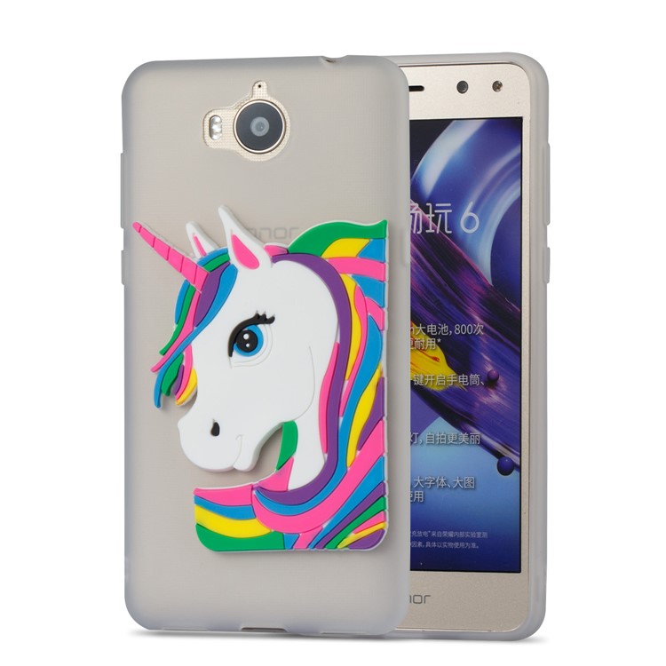 Lovely 3D Unicorn Soft TPU Cell Phone Cover for Huawei Y6 (2017)/Y5 (2017) - White-5