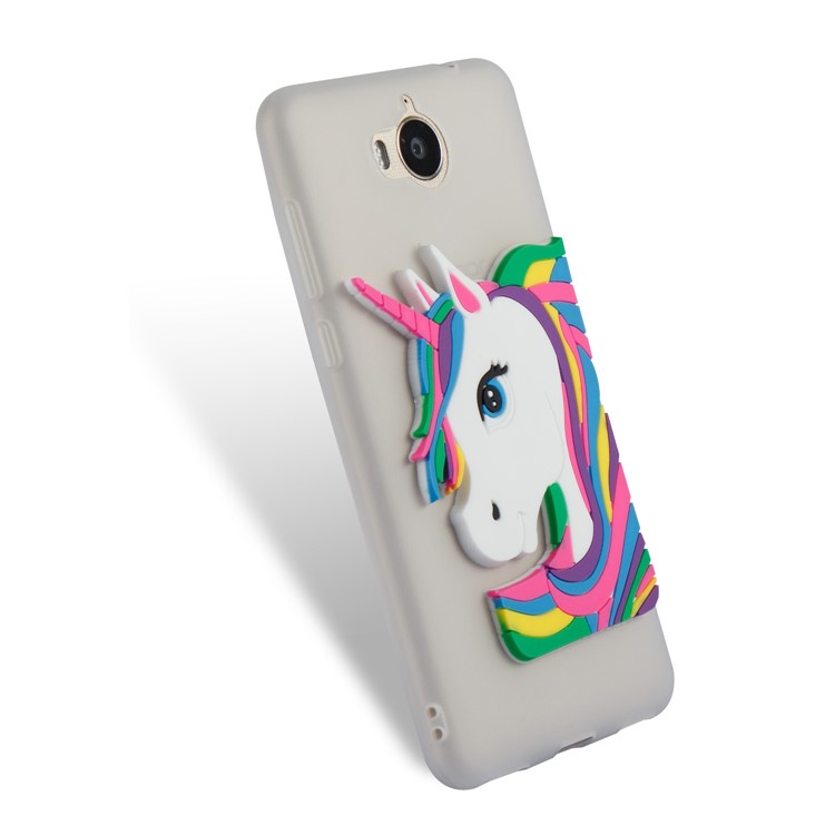 Lovely 3D Unicorn Soft TPU Cell Phone Cover for Huawei Y6 (2017)/Y5 (2017) - White-6