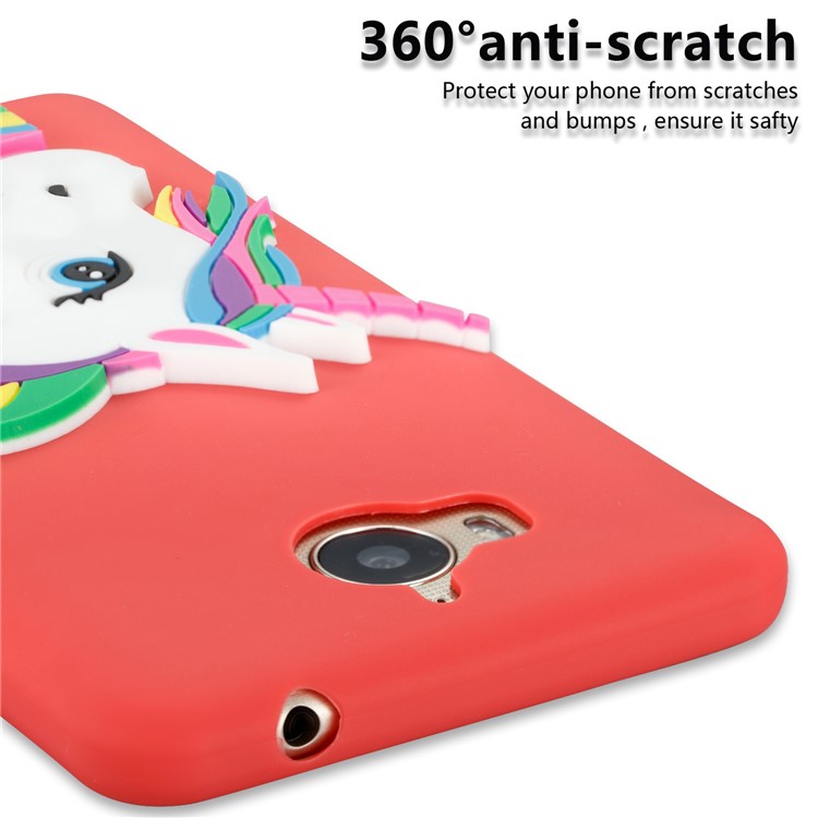Lovely 3D Unicorn Soft TPU Cell Phone Shell for Huawei Y6 (2017)/Y5 (2017) - Red-2