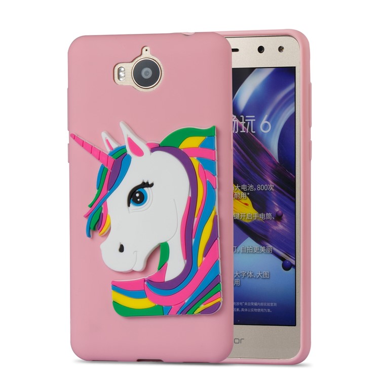 Lovely 3D Unicorn Soft TPU Phone Case for Huawei Y6 (2017)/Y5 (2017) - Pink-5
