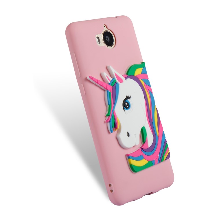 Lovely 3D Unicorn Soft TPU Phone Case for Huawei Y6 (2017)/Y5 (2017) - Pink-6