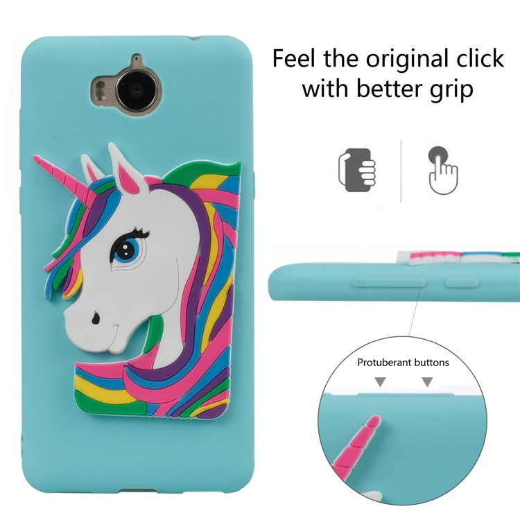 Lovely 3D Unicorn Soft TPU Mobile Cover for Huawei Y6 (2017)/Y5 (2017) - Baby Blue-3