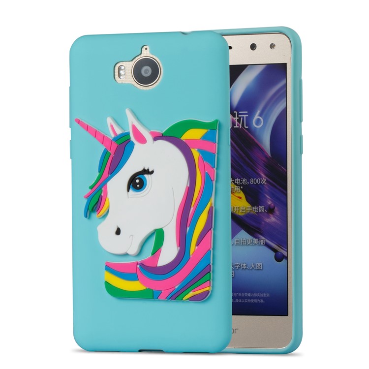 Lovely 3D Unicorn Soft TPU Mobile Cover for Huawei Y6 (2017)/Y5 (2017) - Baby Blue-5