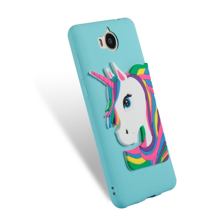 Lovely 3D Unicorn Soft TPU Mobile Cover for Huawei Y6 (2017)/Y5 (2017) - Baby Blue-6