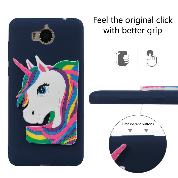 Lovely 3D Unicorn Soft TPU Protective Shell for Huawei Y6 (2017)/Y5 (2017) - Dark Blue-3