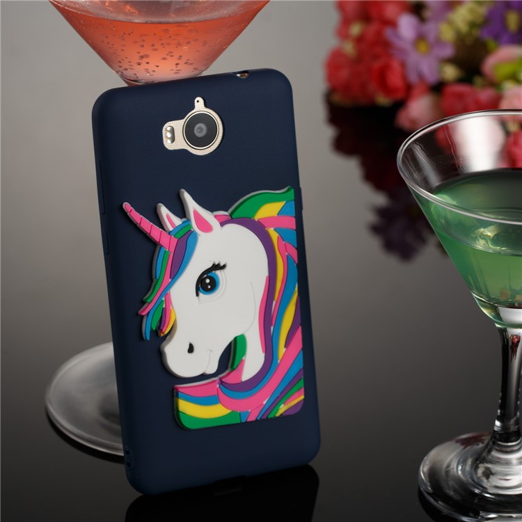 Lovely 3D Unicorn Soft TPU Protective Shell for Huawei Y6 (2017)/Y5 (2017) - Dark Blue-4