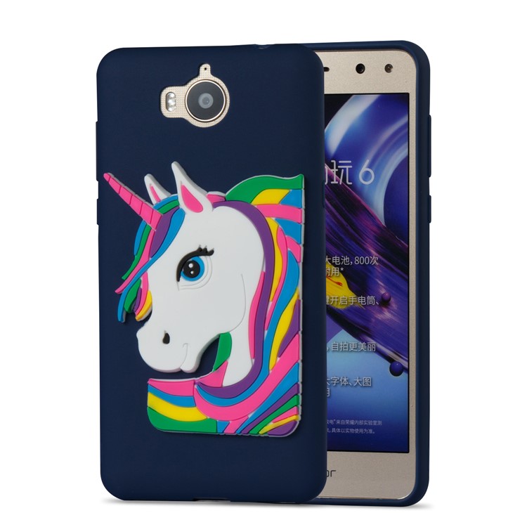Lovely 3D Unicorn Soft TPU Protective Shell for Huawei Y6 (2017)/Y5 (2017) - Dark Blue-5