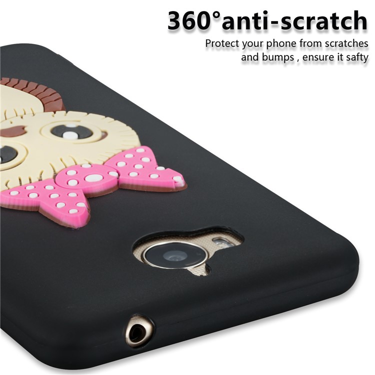 Cute 3D Female Owl Pattern TPU Soft Phone Case for Huawei Y6 (2017)/Y5 (2017) - Black-2
