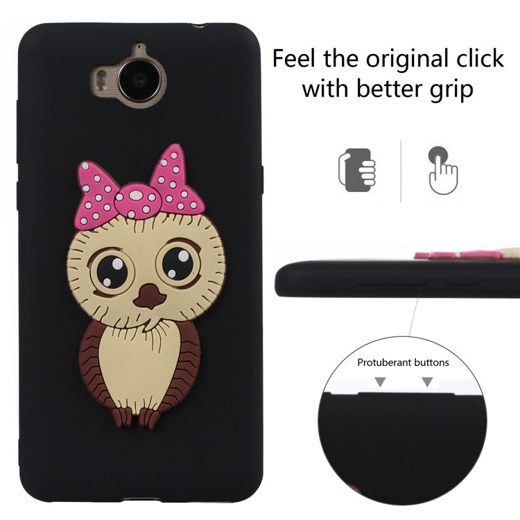 Cute 3D Female Owl Pattern TPU Soft Phone Case for Huawei Y6 (2017)/Y5 (2017) - Black-3