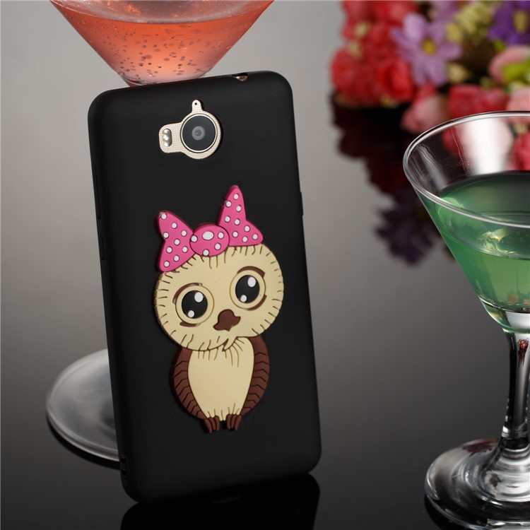 Cute 3D Female Owl Pattern TPU Soft Phone Case for Huawei Y6 (2017)/Y5 (2017) - Black-4
