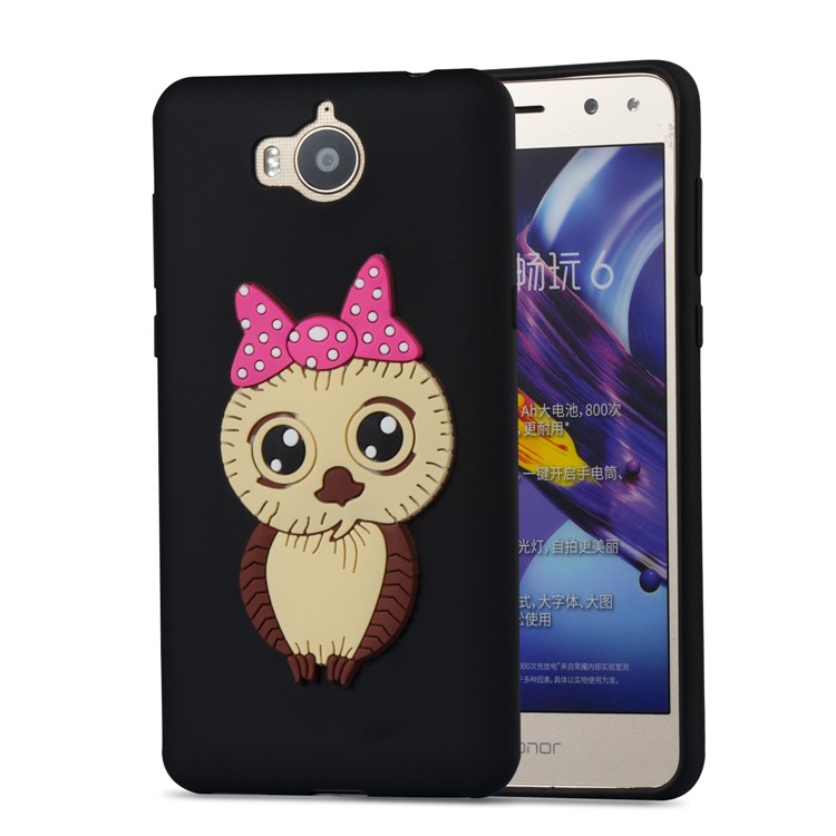 Cute 3D Female Owl Pattern TPU Soft Phone Case for Huawei Y6 (2017)/Y5 (2017) - Black-5