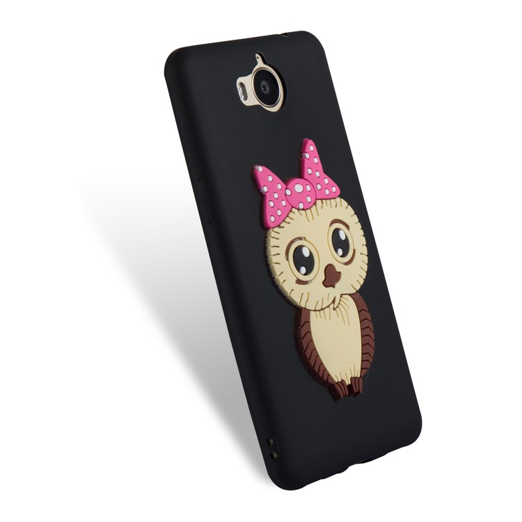 Cute 3D Female Owl Pattern TPU Soft Phone Case for Huawei Y6 (2017)/Y5 (2017) - Black-6