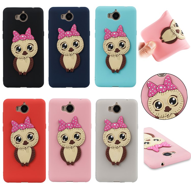 Cute 3D Female Owl Pattern TPU Soft Phone Case for Huawei Y6 (2017)/Y5 (2017) - Black-7
