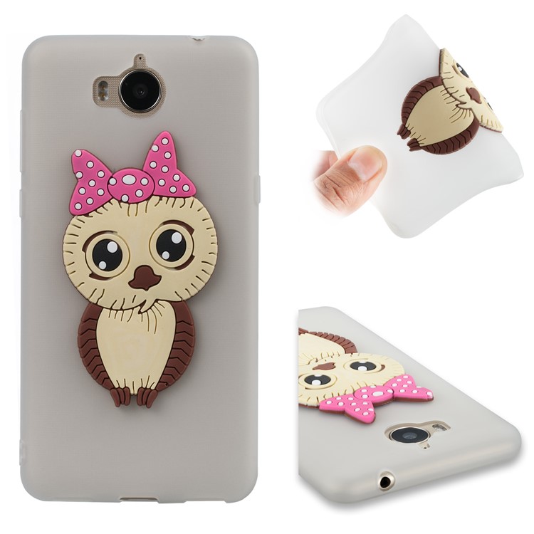 Cute 3D Female Owl Pattern TPU Soft Phone Shell for Huawei Y6 (2017)/Y5 (2017) - White-1