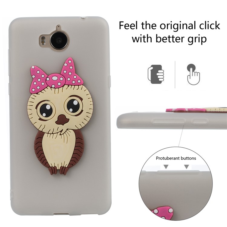 Cute 3D Female Owl Pattern TPU Soft Phone Shell for Huawei Y6 (2017)/Y5 (2017) - White-3