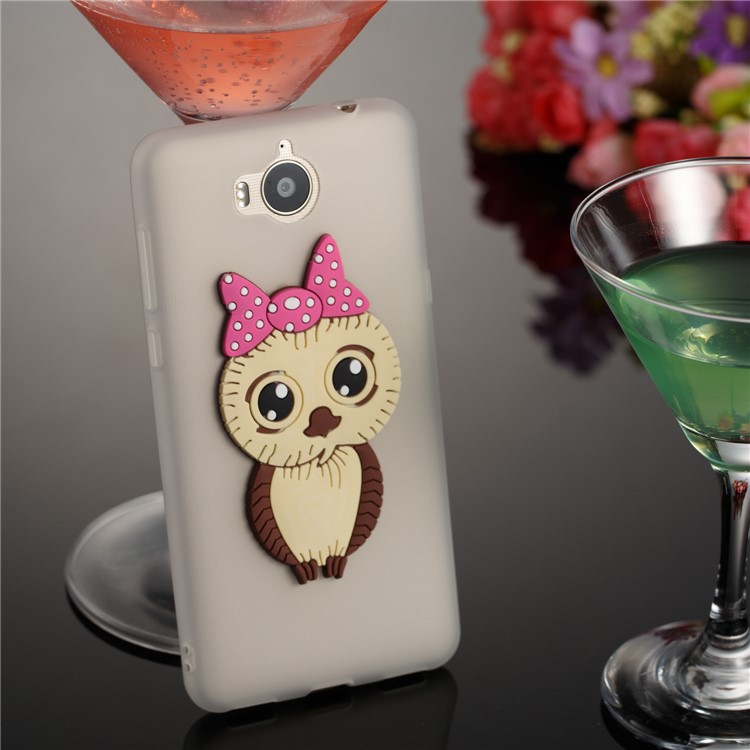 Cute 3D Female Owl Pattern TPU Soft Phone Shell for Huawei Y6 (2017)/Y5 (2017) - White-4