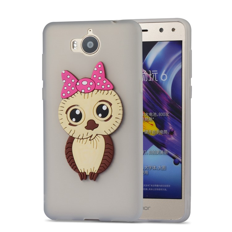 Cute 3D Female Owl Pattern TPU Soft Phone Shell for Huawei Y6 (2017)/Y5 (2017) - White-5