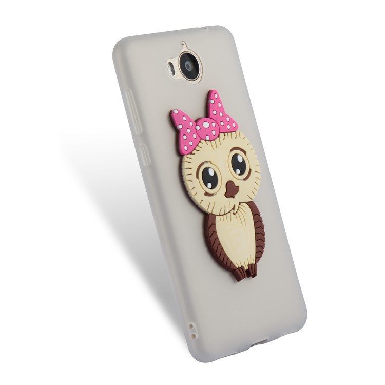 Cute 3D Female Owl Pattern TPU Soft Phone Shell for Huawei Y6 (2017)/Y5 (2017) - White-6