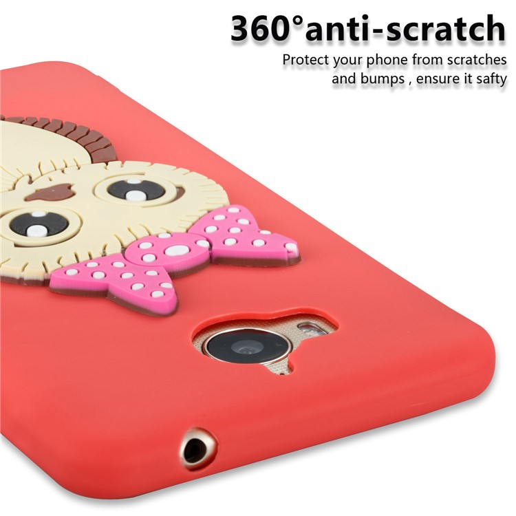 Cute 3D Female Owl Pattern TPU Soft Phone Cover for Huawei Y6 (2017)/Y5 (2017) - Red-2