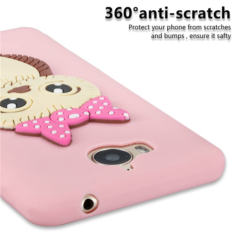 Cute 3D Female Owl Pattern TPU Soft Phone Case Shell for Huawei Y6 (2017)/Y5 (2017) - Pink-2