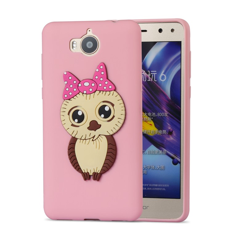 Cute 3D Female Owl Pattern TPU Soft Phone Case Shell for Huawei Y6 (2017)/Y5 (2017) - Pink-5