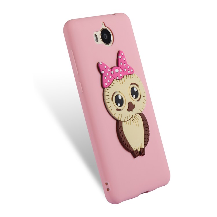 Cute 3D Female Owl Pattern TPU Soft Phone Case Shell for Huawei Y6 (2017)/Y5 (2017) - Pink-6
