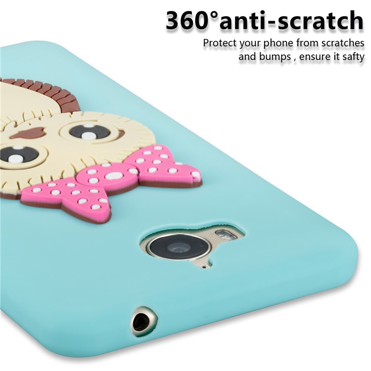 Cute 3D Female Owl Pattern TPU Soft Phone Shell Cover for Huawei Y6 (2017)/Y5 (2017) - Baby Blue-2