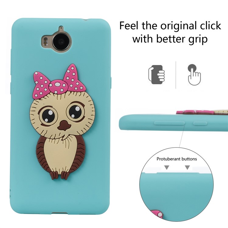 Cute 3D Female Owl Pattern TPU Soft Phone Shell Cover for Huawei Y6 (2017)/Y5 (2017) - Baby Blue-3