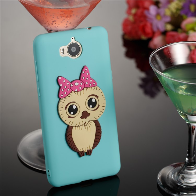 Cute 3D Female Owl Pattern TPU Soft Phone Shell Cover for Huawei Y6 (2017)/Y5 (2017) - Baby Blue-4