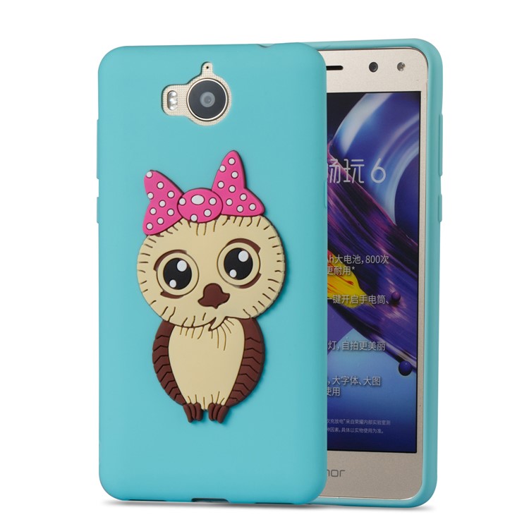 Cute 3D Female Owl Pattern TPU Soft Phone Shell Cover for Huawei Y6 (2017)/Y5 (2017) - Baby Blue-5