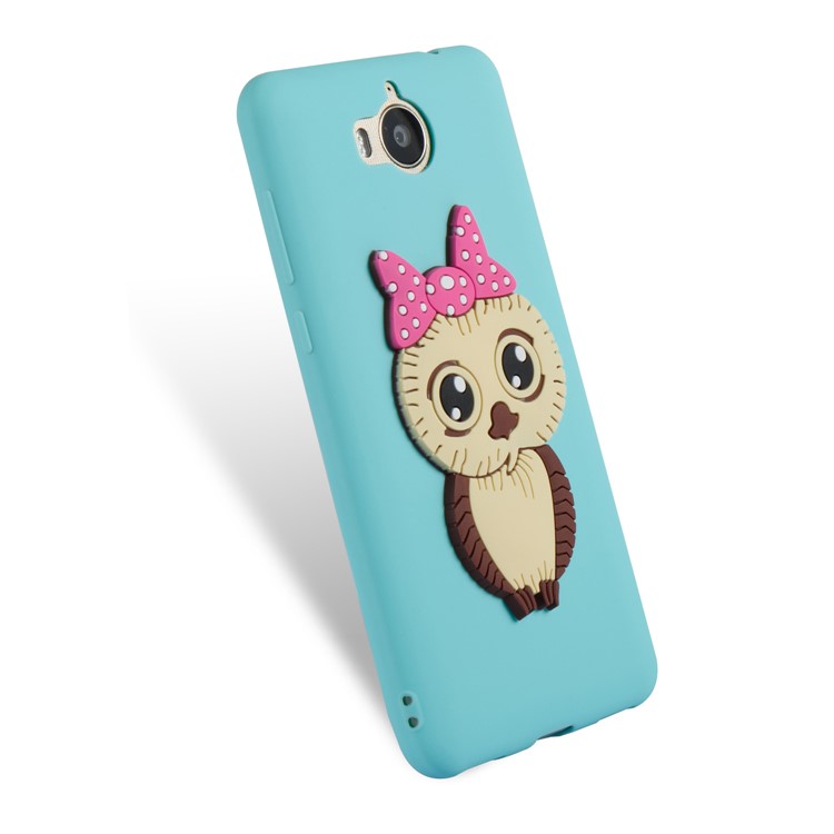 Cute 3D Female Owl Pattern TPU Soft Phone Shell Cover for Huawei Y6 (2017)/Y5 (2017) - Baby Blue-6