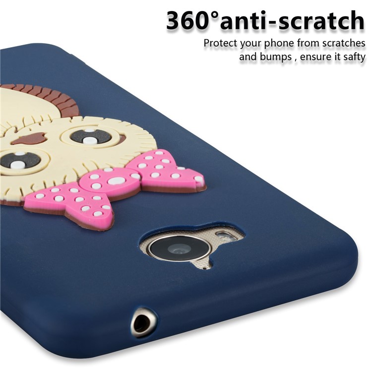 Cute 3D Female Owl Pattern TPU Soft Mobile Shell for Huawei Y6 (2017)/Y5 (2017) - Dark Blue-2